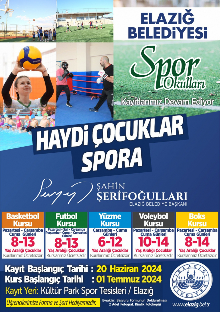 Elazığ Belediyesi'nden ücretsiz yaz spor kursları